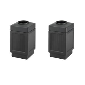 Pemberly Row Set of 2 Black Recessed Panel 38 Gallon Indoor/Outdoor Receptacle