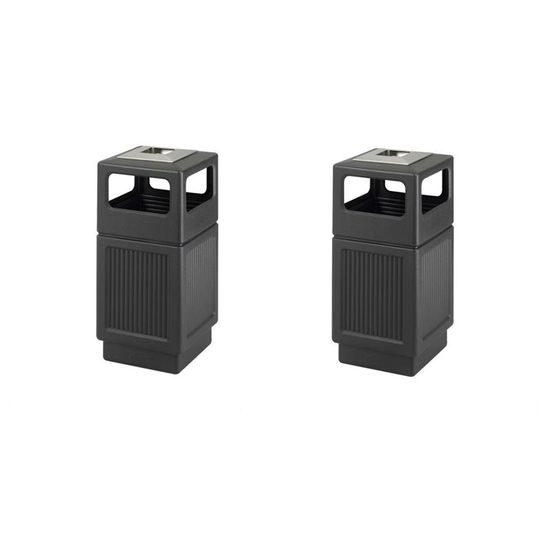 Pemberly Row Set of 2 Large Recessed Panel Side Opening Receptacle with Urn