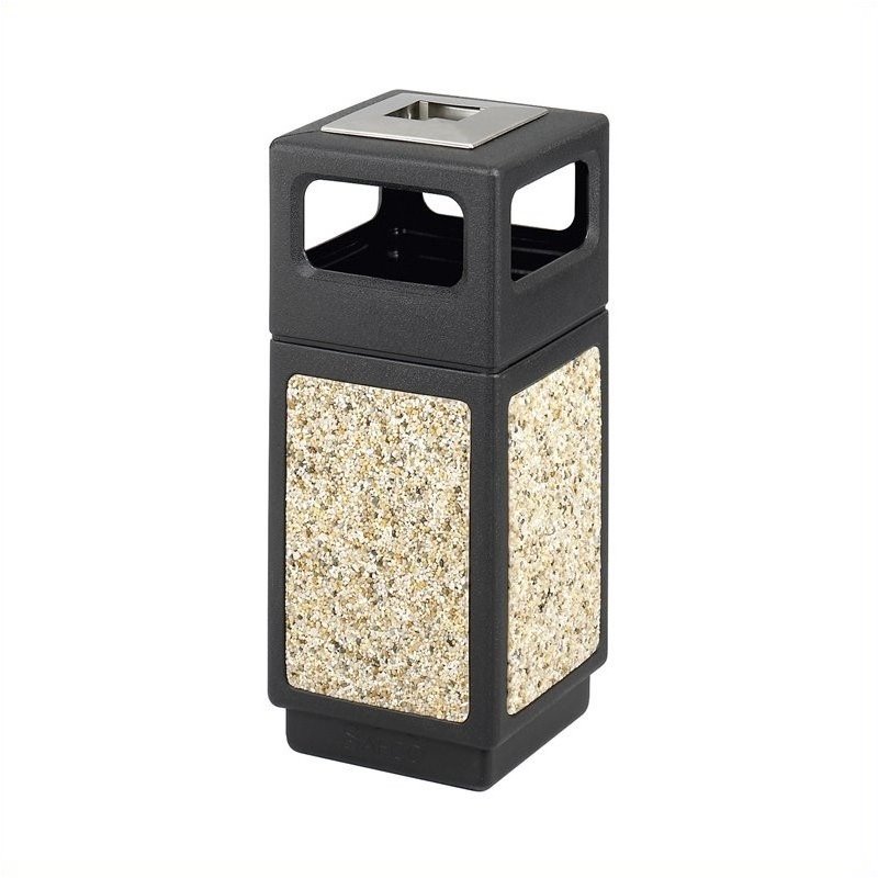 Pemberly Row Set of 2 Outdoor Aggregate Panel Side Opening Receptacle with Urn