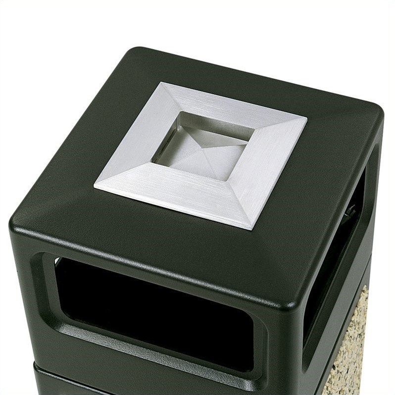 Pemberly Row Set of 2 Outdoor Aggregate Panel Side Opening Receptacle with Urn