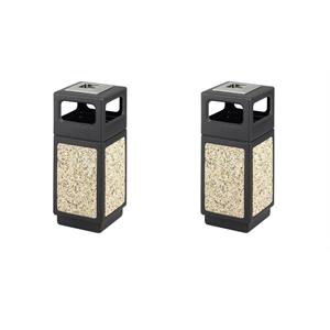 Pemberly Row Set of 2 Outdoor Aggregate Panel Side Opening Receptacle with Urn