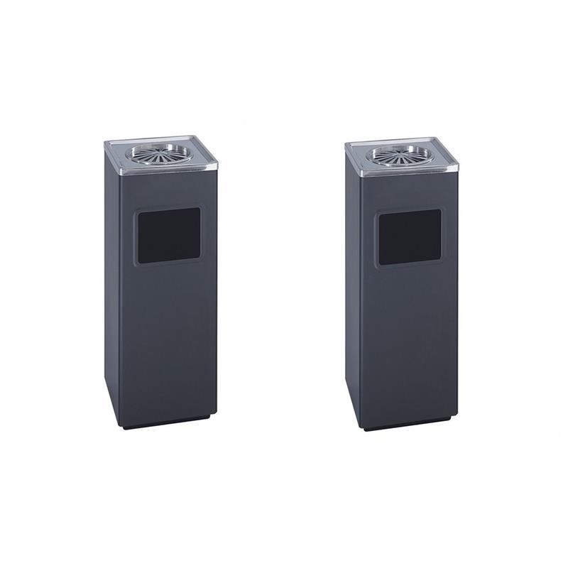 Pemberly Row Set of 2 Modern Black Square Ash And Trash Receptacle In Black