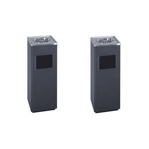 Pemberly Row Set of 2 Modern Black Square Ash And Trash Receptacle In Black