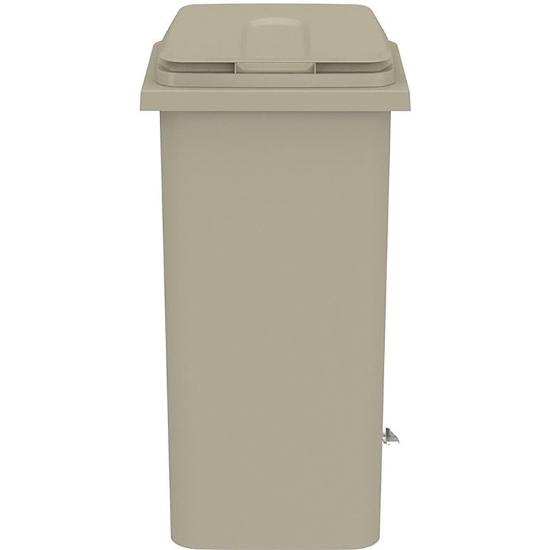 Pemberly Row Set of 2 Plastic Step-On Touchless 32 Gallon Trash Cans in Tan
