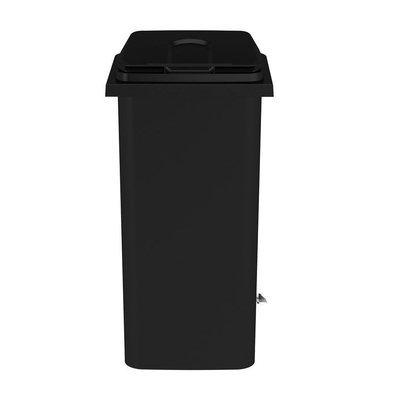 Pemberly Row Set of 2 Plastic Step-On Touchless 32 Gallon Trash Cans in Black