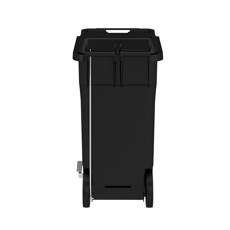 Pemberly Row Set of 2 Plastic Step-On Touchless 32 Gallon Trash Cans in Black