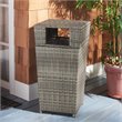 Pemberly Row Set of 2 Polyester Wicker/Steel Patio Trash Bins in Gray