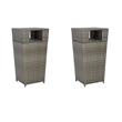 Pemberly Row Set of 2 Polyester Wicker/Steel Patio Trash Bins in Gray