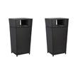 Pemberly Row Set of 2 Polyester Wicker/Steel Patio Trash Bins in Black