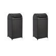 Pemberly Row Set of 2 Polyester Wicker/Steel Patio Trash Bins in Black