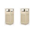 Pemberly Row Set of 2 Plastic Trash Cans with Recessed Panel Receptacles in Tan