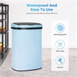 Pemberly Row Set of 2 13 Gallon Steel Motion Sensor Automatic Trash Cans in Blue