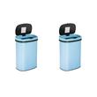 Pemberly Row Set of 2 13 Gallon Steel Motion Sensor Automatic Trash Cans in Blue