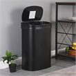 Pemberly Row Set of 2 13 Gallon Steel Motion Sensor Automatic Black Trash Cans