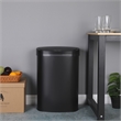 Pemberly Row Set of 2 13 Gallon Steel Motion Sensor Automatic Black Trash Cans