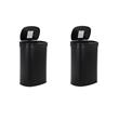 Pemberly Row Set of 2 13 Gallon Steel Motion Sensor Automatic Black Trash Cans