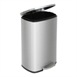 Pemberly Row Set of 2 13 Gallon Stainless Steel Silver Step Foot Pedal Trash Can