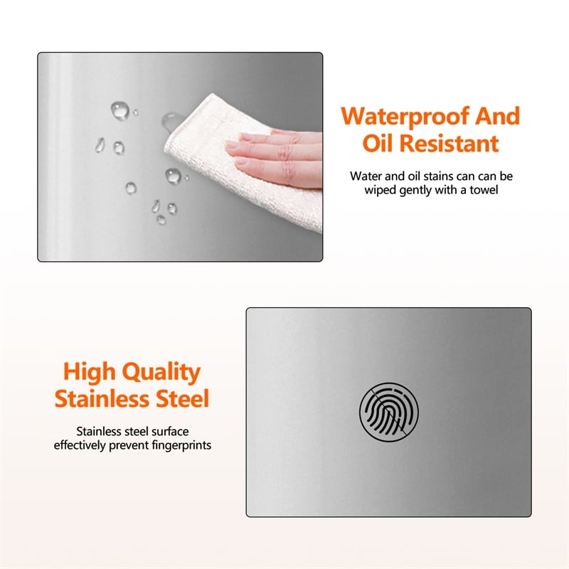 Pemberly Row Set of 2 13 Gallon Stainless Steel Silver Step Foot Pedal Trash Can