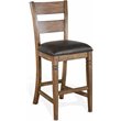 Pemberly Row Set of 3 Wood Bar Unit and 2 Ladderback Barstool in Natural Brown