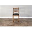 Pemberly Row Set of 3 Wood Bar Unit and 2 Ladderback Barstool in Natural Brown