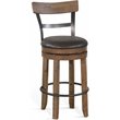 Pemberly Row Set of 3 Natural Brown Wood Bar Unit & 2 Swivel Barstool with Back