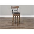 Pemberly Row Set of 3 Natural Brown Wood Bar Unit & 2 Swivel Barstool with Back
