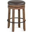 Pemberly Row Set of 3 Natural Brown Wood Bar Unit and 2 Backless Swivel Barstool