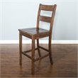 Pemberly Row Set of 3 Wood Bar Unit and 2 Ladderback Barstool - Polished Brown