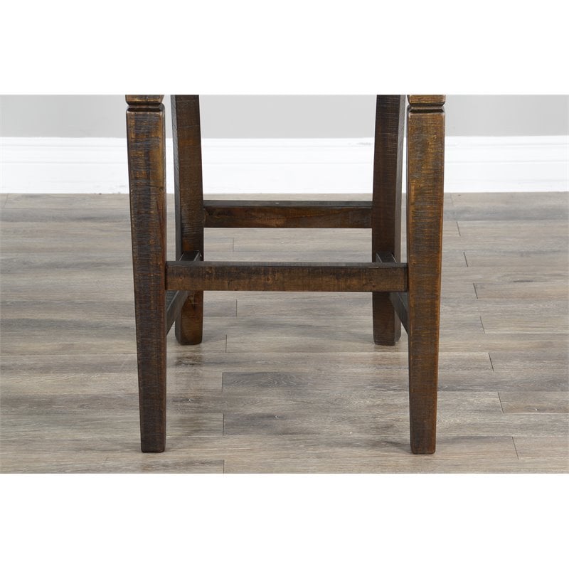 Pemberly Row Set of 3 Wood Bar Unit and 2 Ladderback Barstool in Dark Brown