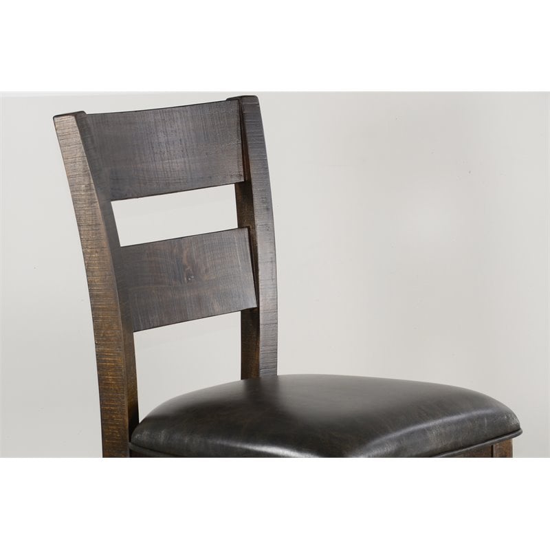 Pemberly Row Set of 3 Wood Bar Unit and 2 Ladderback Barstool in Dark Brown