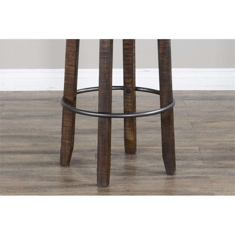 Pemberly Row Set of 3 Wood Bar Unit and 2 Swivel Barstool with Back - Dark Brown