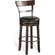 Pemberly Row Set of 3 Wood Bar Unit and 2 Swivel Barstool with Back - Dark Brown
