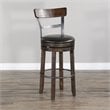Pemberly Row Set of 3 Wood Bar Unit and 2 Swivel Barstool with Back - Dark Brown