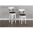 Pemberly Row Set of 3 White/Brown Wood Bar Unit and 2 Swivel Barstool with Back