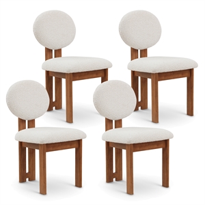 Pemberly Row Contemporary Cream Boucle Fabric Dining Chair (Set of 4)