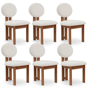 Pemberly Row Contemporary Cream Boucle Fabric Dining Chair (Set of 6)