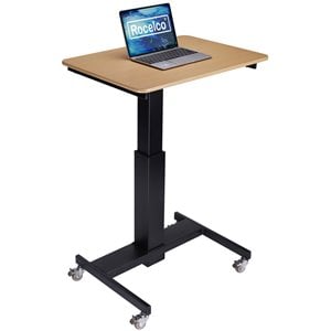 Pemberly Row 28&quot Adjustable Mobile School Standing Desk in Natural Wood/Black