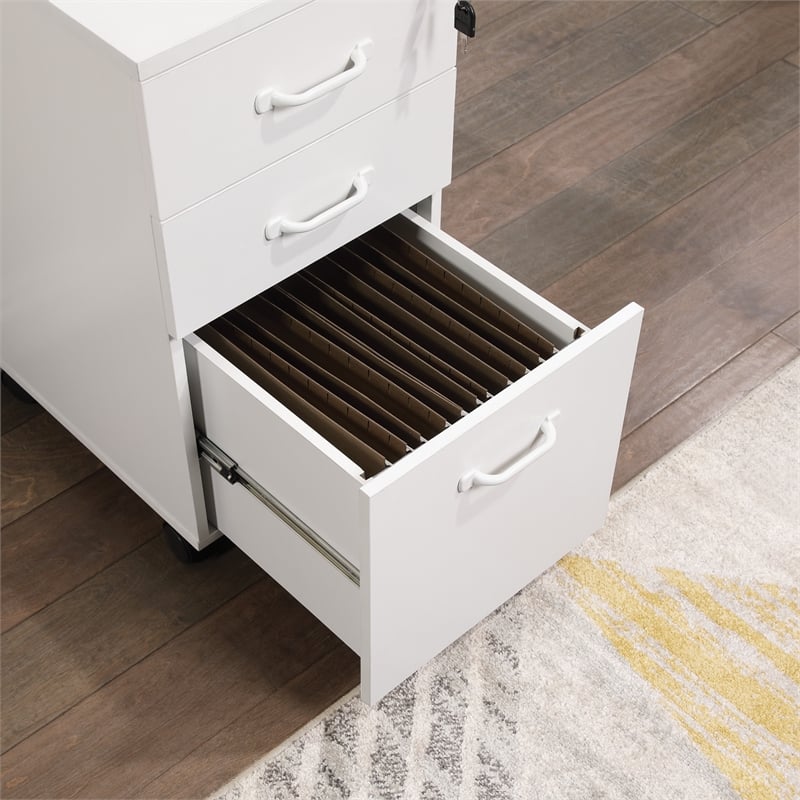 Pemberly Row Engineered Wood 3-Drawer Mobile File in White Finish