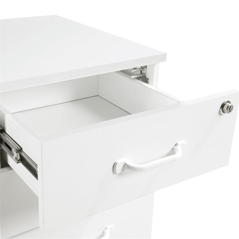 Pemberly Row Engineered Wood 3-Drawer Mobile File in White Finish