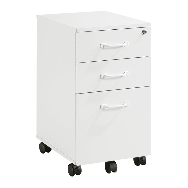 Pemberly Row Engineered Wood 3-Drawer Mobile File in White Finish