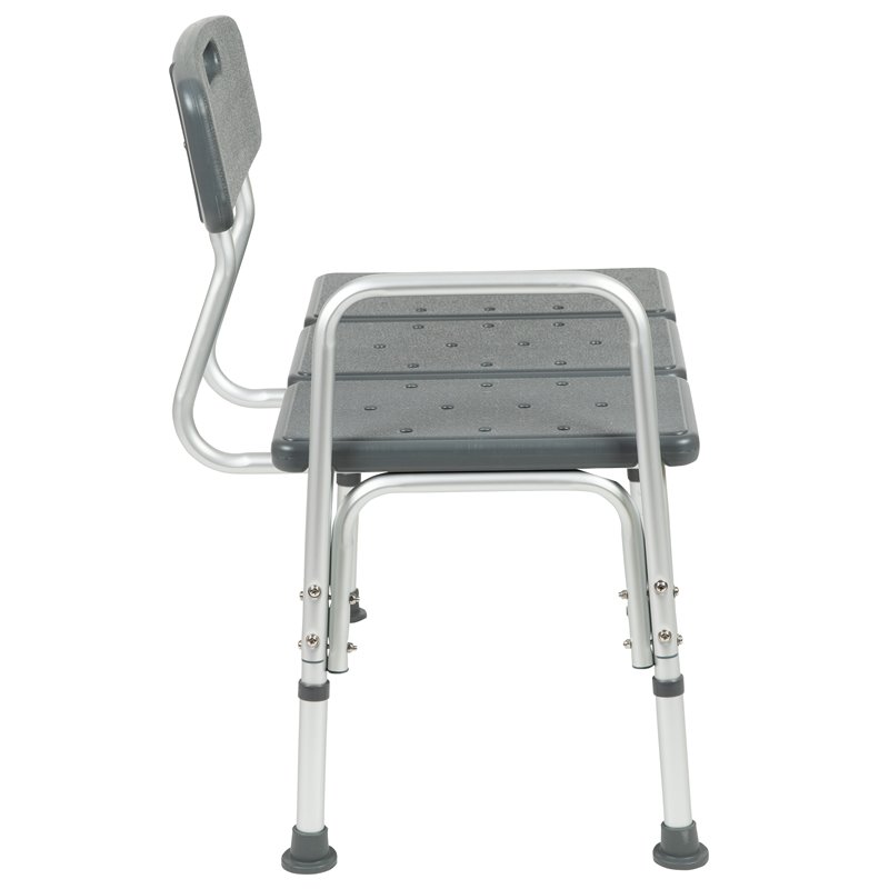 Pemberly Row Traditional Plastic Bath Transfer Bench in Gray