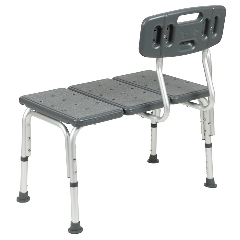 Pemberly Row Traditional Plastic Bath Transfer Bench in Gray