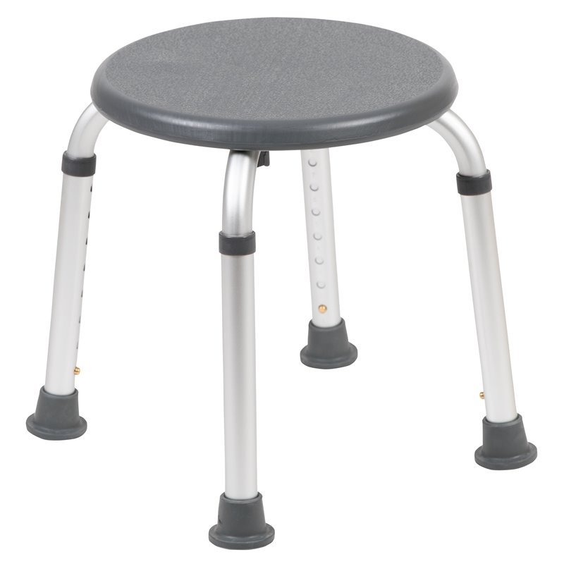 Pemberly Row Traditional Plastic Bath and Shower Stool in Gray
