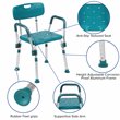 Pemberly Row Traditional Plastic Quick Release Bath Chair in Teal
