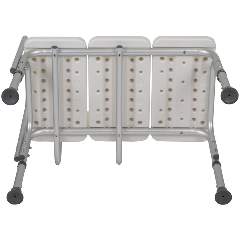 Pemberly Row Adjustable Plastic Bath Transfer Bench in White