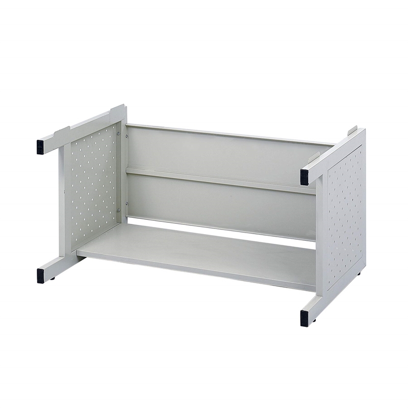 Pemberly Row Modern Small High Cabinet Base in Stainless Steel