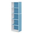 Pemberly Row Engineered Wood 5-Tier Reversible Open Shelf Bookcase in Blue