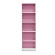 Pemberly Row Engineered Wood 5-Tier Reversible Open Shelf Bookcase in Pink