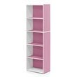 Pemberly Row Engineered Wood 5-Tier Reversible Open Shelf Bookcase in Pink