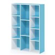 Pemberly Row Engineered Wood 11-Cube Reversible Open Shelf Bookcase in Blue